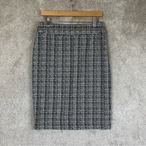 Charter Club Skirt Womens 8 Black White Pencil Zip Lined Polyester Blend- 9320*